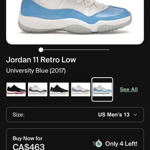 Jordan 11 Low UNC Blue
